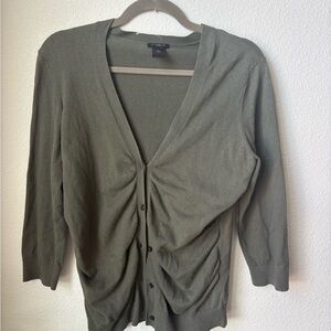 Ann Taylor Deep Green V-Neck Cardigan